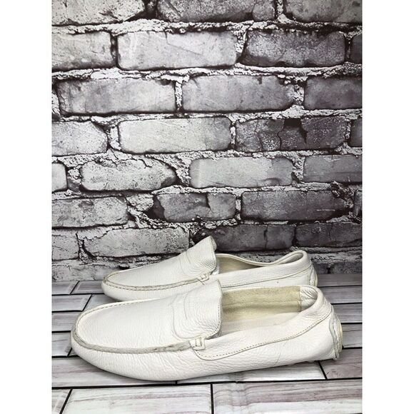 Baldinini White Leather Casual Penny Loafers Driving Shoes Men’s Sz 42EU/9M US main image 7